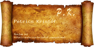 Petrics Kristóf névjegykártya